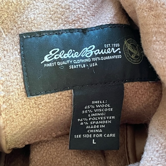 Vintage wool peat coat Jacket tan Camel warm winter weather outer layer hood - Picture 8 of 9